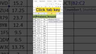 Product formula #excel! #shortvideo #viral