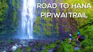 400 Foot Waterfall At The End Of Pipiwai Trail Hike in Maui