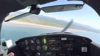 PA-38 G-LFSU landing at Caernarfon Airport Runway 07