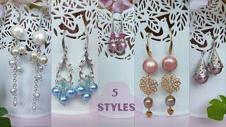 5 Tutorials - Pearl Earrings | Easy 5 min crafts | DIY