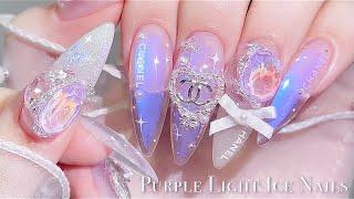 sub) Purple Ice Nails!/Korean Nails / How to make pretty ice nails / Nailart / Self-nails / ASMR