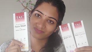 tac the ayurveda co products review tac face wash kumkumadi day cream and night gel #tac