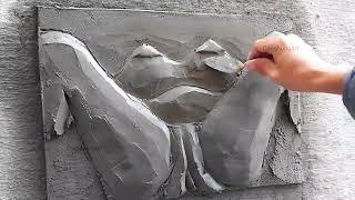 Amazing mountain and water landscape painting sculpture