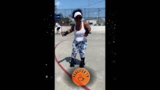 Tonya of Little Women LA skates backwards 