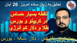 نقطه بسیار حساس در بازار کریپتوو همچنین بورس تحلیل امروز 26 آبان