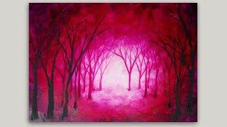 Surreal Forest Acrylic Painting Magenta Trees Painting #StudioSilverCreek