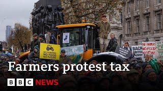 Thousands of UK farmers protest against inheritance tax changes | BBC News