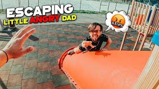 ESCAPING LITTLE ANGRY DAD ! (Epic Parkour POV Chase)