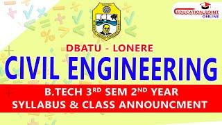 Civil Engineering (CE) DBATU B.Tech 3rd Sem 2nd Year Syllabus | DBATU CE 3rd Sem Syllabus