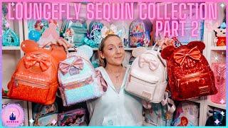 Disney Sequin Loungefly Mini Backpack Collection Part 2 Disney Parks Vlog Gold Red Pink Orange White