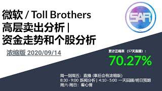 浓缩版美股09/14 微软 / Toll Brothers 高层卖出分析 | 资金走势和个股分析