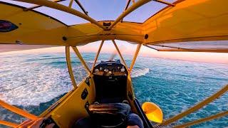 Skimming the Ocean Waves at Sunrise. Who needs a Jet-ski when you have an airplane...