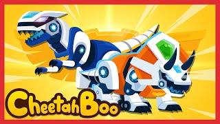 Let's Go! Dino car Reino & Trigon!| Dinosaur Rescue car Hero | Nursery rhymes | #Cheetahboo