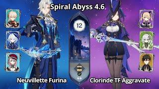 C0 Neuvillette Furina & C0 Clorinde Aggravate - Spiral Abyss 4.6 Floor 12 Genshin Impact