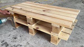 Easy and Cheap DIY Pallet Projects - Create A Rustic Coffee Table by Stacking and Securing Pallets