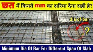 Steel Bar Dia Requirement for Different Span of Slab | How To Provide Steel Bar In 1Way and 2Way Sla