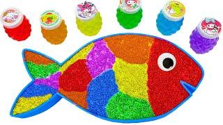 Satisfying Video | How to make Glitter Fish Bathtub by Mixing Rainbow Slime Cutting ASMR