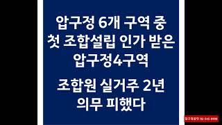 압구정 6개 구역 중 첫 조합설립 인가 받은  압구정4구역, 조합원 실거주 2년  의무 피했다 - 압구정부동산