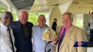 Former WCVB videographer awarded fire chief's helmet