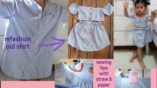 Upcycle old shirt into baby dress / refashion shirt / sewing tips and tricks! Upcycle clothes/ #6