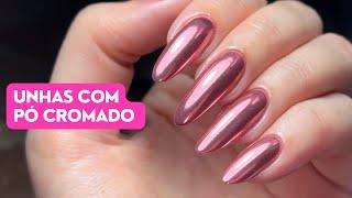 Unhas com pó cromado