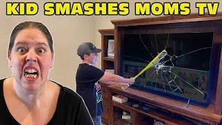 Kid Temper Tantrum Smashes Mom's 50-Inch TV With A Baseball Bat! - FULL VIDEO