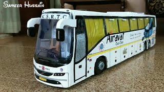 KSRTC AIRAVAT VOLVO B11R BUS MODEL 1:18 | VOLVO B11R BUS CARDBOARD MODEL | with STEERABLE REAR AXLE