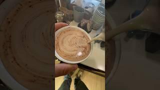 POV- Barista makes a mighty milk hot chocolate  #hotchocolate #latteart #chocolate #satisfying