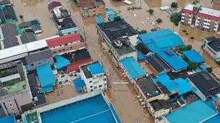 물에 잠긴 대지…하늘에서 본 침수 현장 / 연합뉴스TV (YonhapnewsTV)