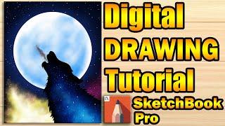 Sketchbook Pro Digital drawing tutorial - Moon Drawing -- Speed art  by Pallab Biswas