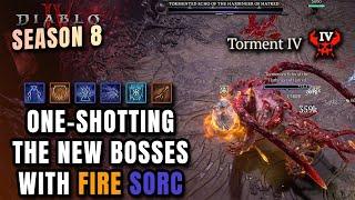 Fire Sorc ONE-SHOTS All NEW Bosses | Diablo 4 Season 8 PTR