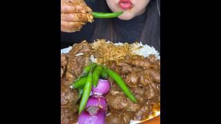 ASMR SPICY CHICKEN LIVER CURRY EATING WITH RICE,GIZZARD CURRY, WHITE RICE, SALAD *EATING SHOW*