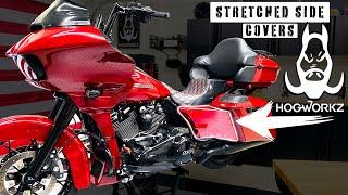 Stretched Side Covers for Harley Touring Bikes from HogWorkz