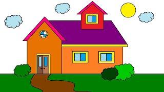 House/Home drawing in mspaint on computer | How to draw an easy house | MS Paint house drawing