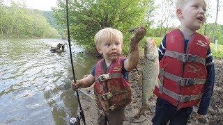 Fishing with the family. Catching carp and fallfish.