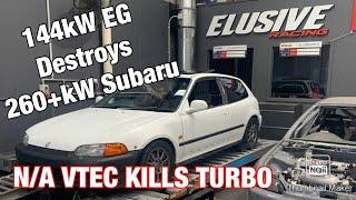 EG K20 SWAP N/A Vs 260kW TURBO SUBARU WITH SCREAMER PIPE
