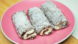 Turkish Chocolate Rolls | Just 10 Minute Dessert Recipe | Saray Sarmasi Tarifi | Sultan Lokumu