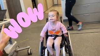 I thought this would take years! Freya pushes her own wheelchair