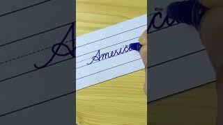 America - How to write Countries name in Cursive Writing | Cursive Handwriting Practice #shorts