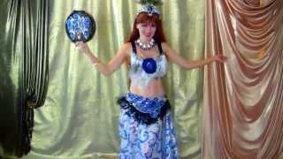 Bellydance with tambourine. Ameynra Dance style fashion. Sequined skirt, tambourine. Sofia Goldberg