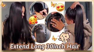 Extend 30Inch Hair On Short Hair | Tape In Extensions Quick Hairstyle + Natural Looking | #ULAHAIR