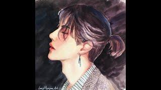 [ Speedpaint ] Vẽ tranh chân dung màu nước Wang Yibo - Watercolor Portrait