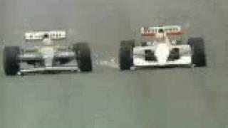 F1 1991 Spain Nigel Mansell overtakes Ayrton Senna