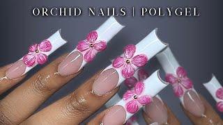 SPRING ORCHID POLYGEL NAILS🫧 3D Flowers + 90s French