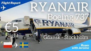 €5 my CHEAPEST FLIGHT FROM RYANAIR | Boeing 737-800 | Gdansk (GDN)  to Stockholm (ARN)  | 9H-QAT