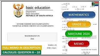 Calculus Question 8 – 10 Grade 12 Maths Paper 1 May/June 2024