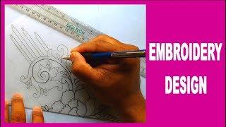 How To Draw Embroidery Saree Corner Design | Jana Art