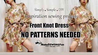 How to sew front knot dress | Puffy Sleeves dress |Quilting tutorial | Tuto couture|DIY |前結連衣裙