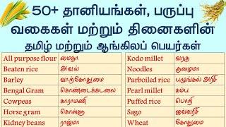 Cereals Pulses and Millets Names in English and Tamil with pictures | நவதானியங்கள் | சிறுதானியங்கள்