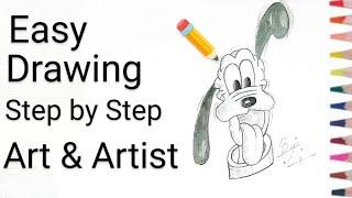 How to Draw Pluto Cartoon character| Art Tutorial for beginners| how to draw Pluto| Walt Disney